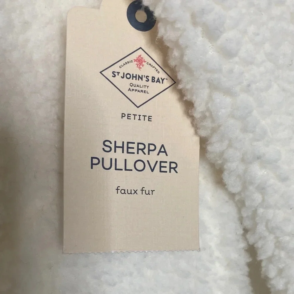 St. John's Bay Kids Sherpa Pullover - Cream and Navy
